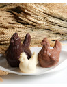 Sujets en chocolat de Pâques Poule de Pâques garnie (3 tailles)