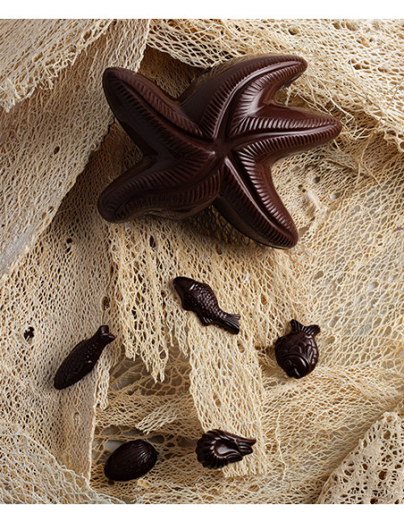 Sujets en chocolat de Pâques Etoile de mer chocolat mixte chocolat noir et lait garnie 190g