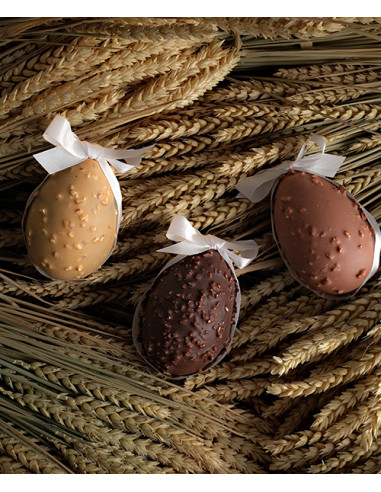 Sujets en chocolat de Pâques Oeuf rocher praliné noir