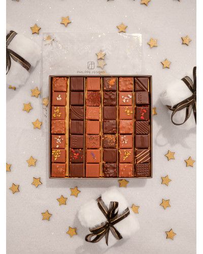Ecrin de Noël gris 42 chocolats artisanaux