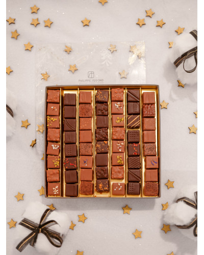 Chocolat Ecrin de noël gris 56 chocolats artisanaux