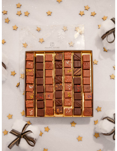 Chocolat Ecrin de noël gris 56 chocolats artisanaux