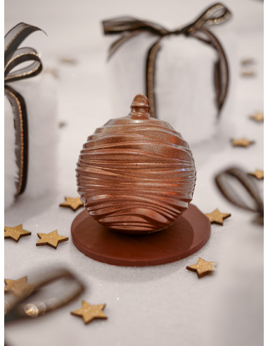 Accueil Boule de Noël chocolat noir individuel 100gr