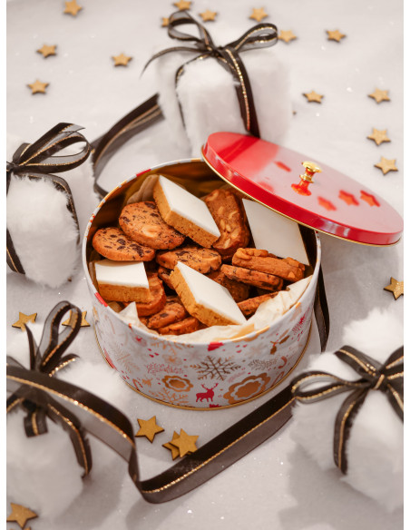 Chocolat Boîte de biscuits de Noël en fer rouge 300gr