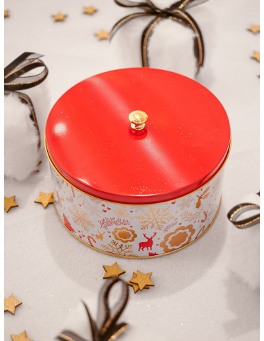 Chocolat Boîte de biscuits de Noël en fer rouge 300gr